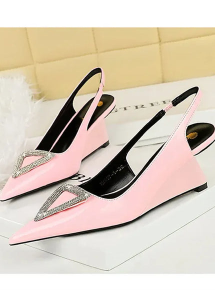 KissICON Wedges Women Shoes High Heel Shallow Pointed Toe