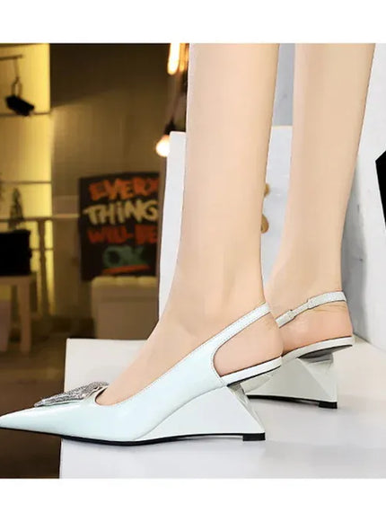 KissICON Wedges Women Shoes High Heel Shallow Pointed Toe