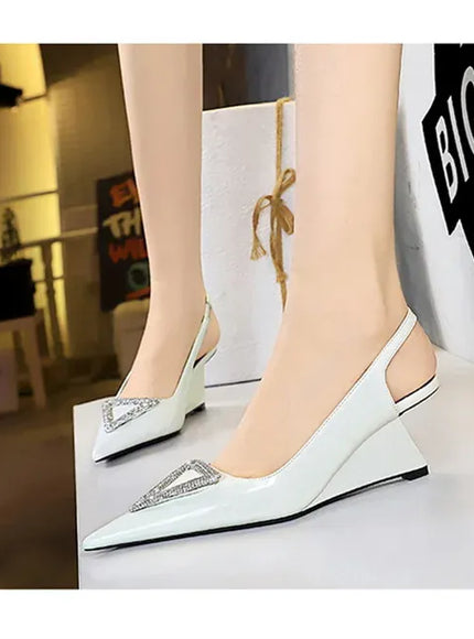 KissICON Wedges Women Shoes High Heel Shallow Pointed Toe