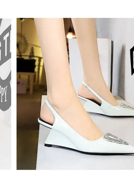 KissICON Wedges Women Shoes High Heel Shallow Pointed Toe