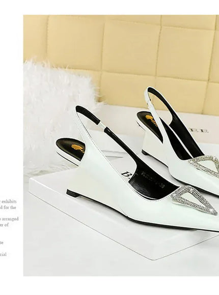 KissICON Wedges Women Shoes High Heel Shallow Pointed Toe