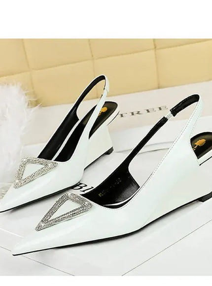 KissICON Wedges Women Shoes High Heel Shallow Pointed Toe