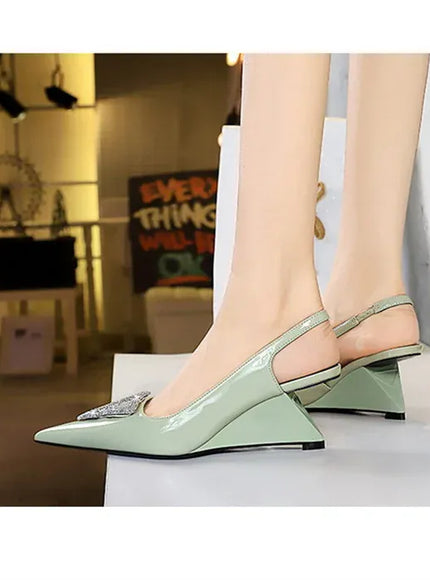 KissICON Wedges Women Shoes High Heel Shallow Pointed Toe