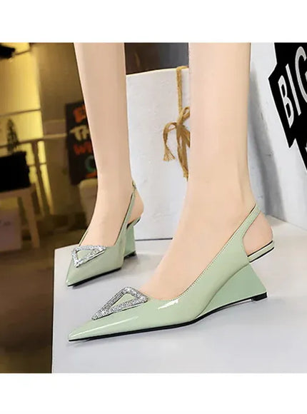 KissICON Wedges Women Shoes High Heel Shallow Pointed Toe