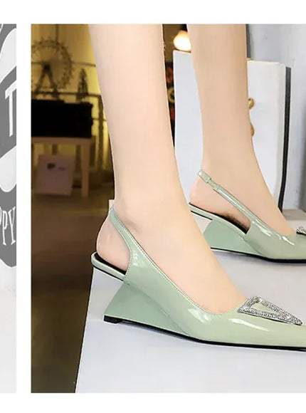 KissICON Wedges Women Shoes High Heel Shallow Pointed Toe