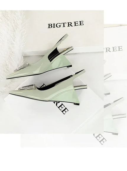 KissICON Wedges Women Shoes High Heel Shallow Pointed Toe