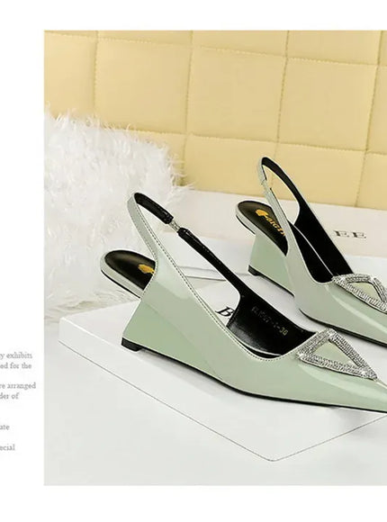 KissICON Wedges Women Shoes High Heel Shallow Pointed Toe