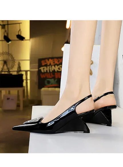 KissICON Wedges Women Shoes High Heel Shallow Pointed Toe