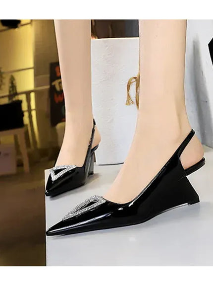 KissICON Wedges Women Shoes High Heel Shallow Pointed Toe