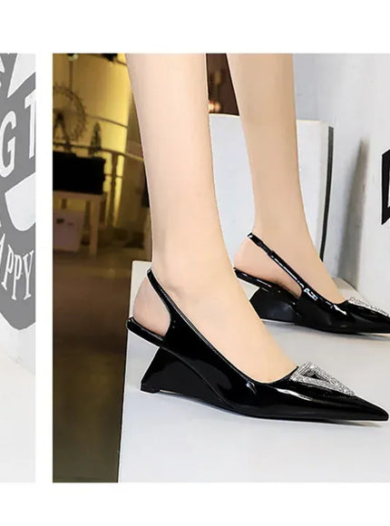 KissICON Wedges Women Shoes High Heel Shallow Pointed Toe