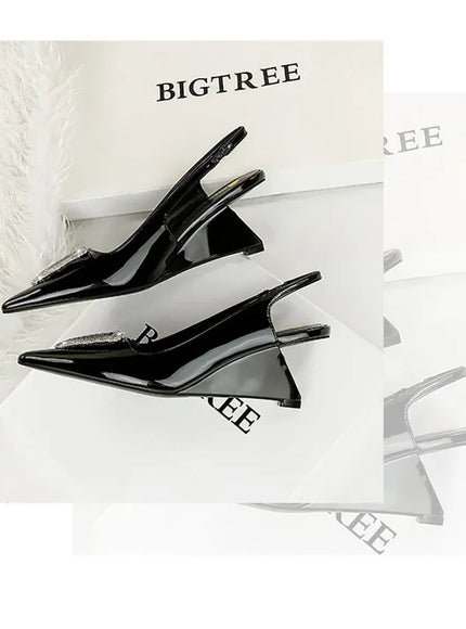 KissICON Wedges Women Shoes High Heel Shallow Pointed Toe