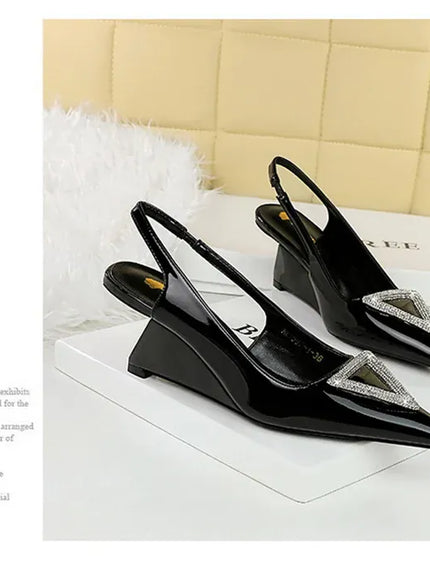 KissICON Wedges Women Shoes High Heel Shallow Pointed Toe
