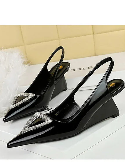 KissICON Wedges Women Shoes High Heel Shallow Pointed Toe