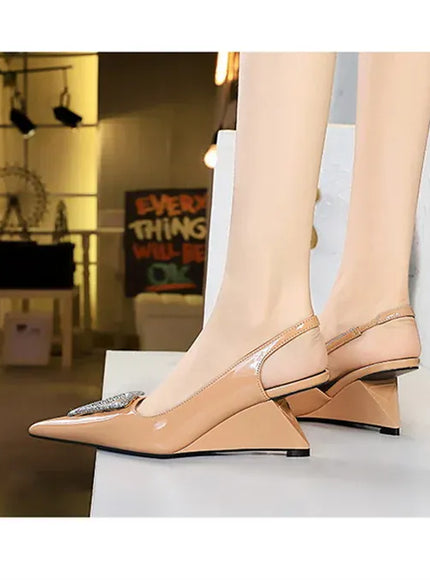 KissICON Wedges Women Shoes High Heel Shallow Pointed Toe
