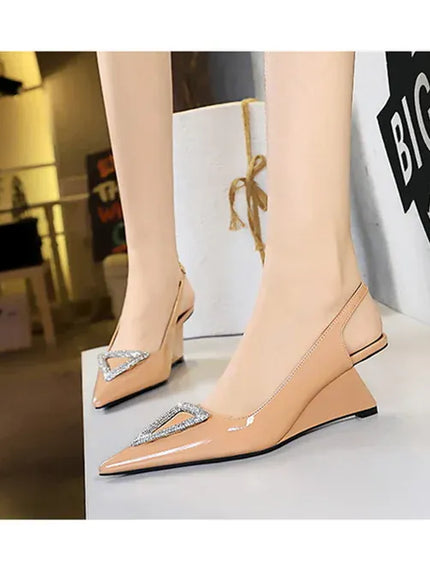KissICON Wedges Women Shoes High Heel Shallow Pointed Toe