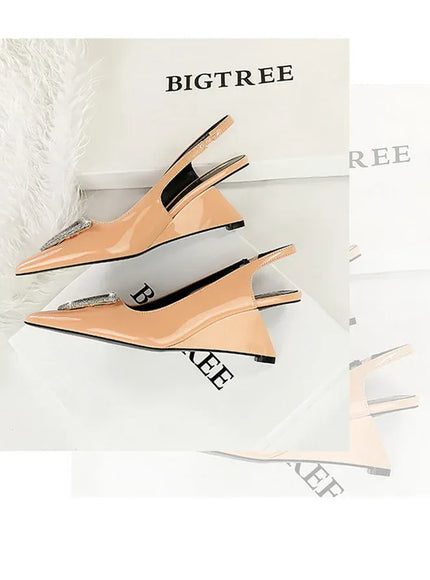 KissICON Wedges Women Shoes High Heel Shallow Pointed Toe
