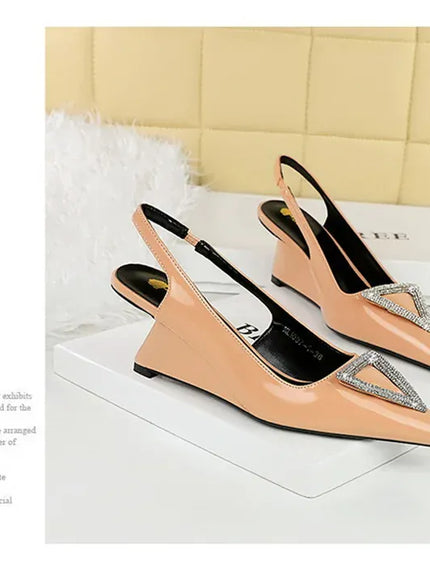 KissICON Wedges Women Shoes High Heel Shallow Pointed Toe