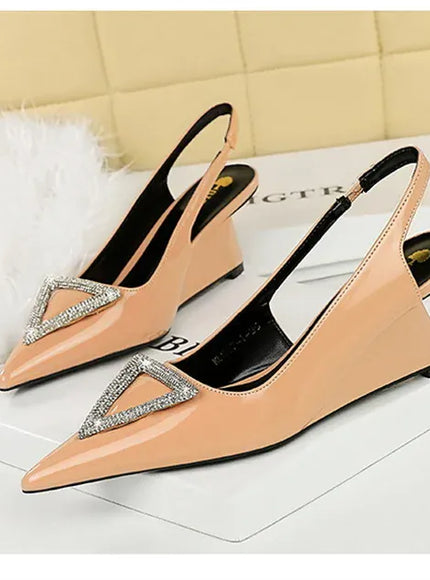 KissICON Wedges Women Shoes High Heel Shallow Pointed Toe
