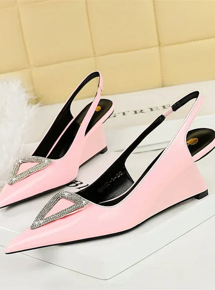 KissICON Wedges Women Shoes High Heel Shallow Pointed Toe
