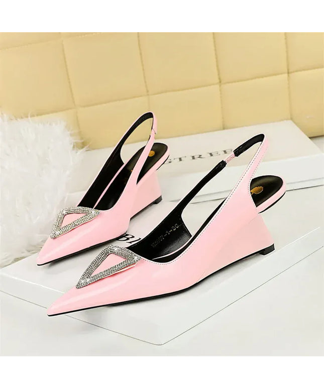 KissICON Wedges Women Shoes High Heel Shallow Pointed Toe