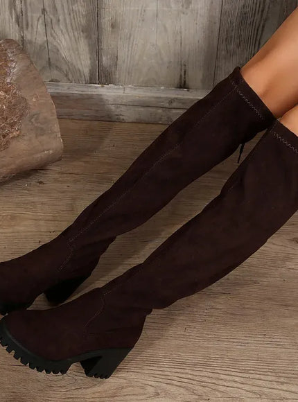 KissICON Western Brown Leopard Thigh High Boots for Women