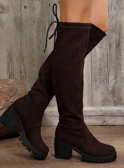 KissICON Western Brown Leopard Thigh High Boots for Women