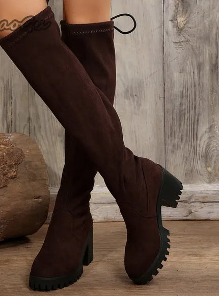 KissICON Western Brown Leopard Thigh High Boots for Women