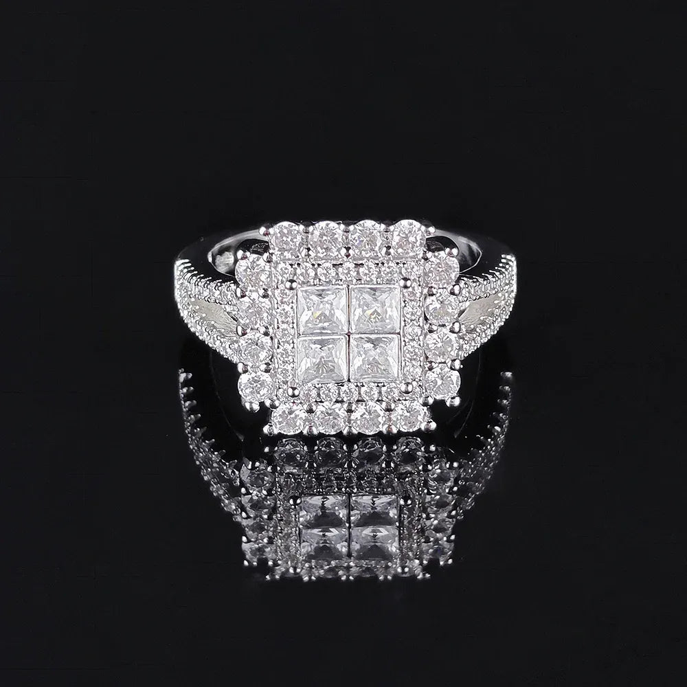 KissICON white / 11 Kissicon Gorgeous Square Shape Ring – Iced Zircon