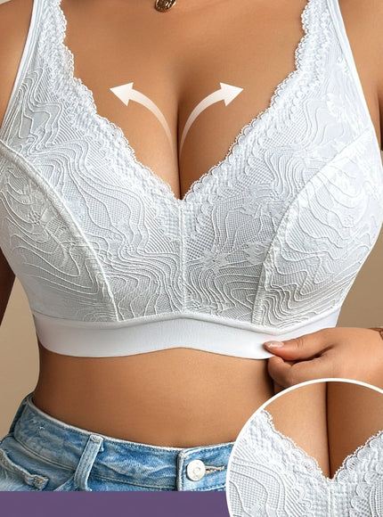 KissICON White / 1XL Soft Full Coverage Curve Lace Pushup Bra