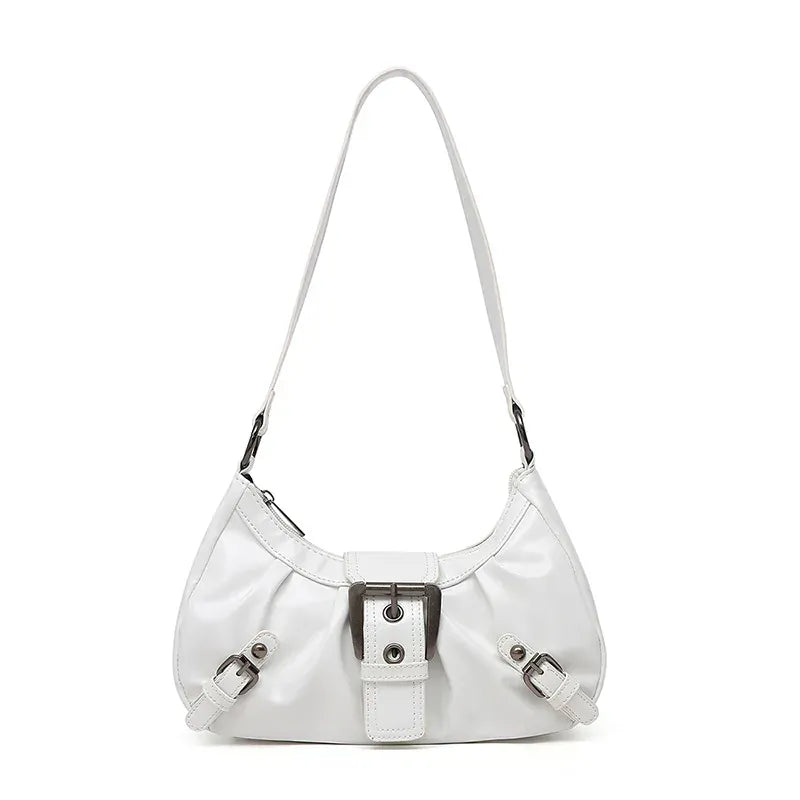 Dropshipman White / 26x16x8cm Y2K Retro Pleated Hobo Shoulder Bag for Women Hot Selling Maillard Style Underarm Bag Clutch Handbags for Travel Work Shopping