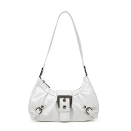 Dropshipman White / 26x16x8cm Y2K Retro Pleated Hobo Shoulder Bag for Women Hot Selling Maillard Style Underarm Bag Clutch Handbags for Travel Work Shopping
