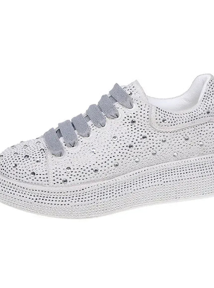 KissICON Footwear WHITE / 36 Luxury Rhinestone Platform Fashion Sneakers for Women