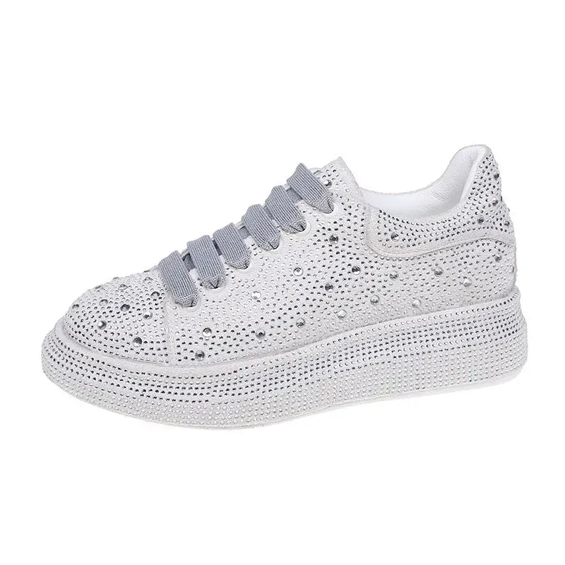 KissICON Footwear WHITE / 36 Luxury Rhinestone Platform Fashion Sneakers for Women