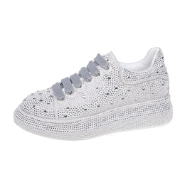 KissICON Footwear WHITE / 36 Luxury Rhinestone Platform Fashion Sneakers for Women