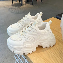 Dropshipman White / 39 Women New Fashion Platform Sport Shoes Women 2024 New Summer Black Casual Chunky Sneakers Women Mesh Leather Platform Shoes