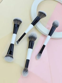 KissICON WHITE 4 Double-Headed Makeup Brushes - Multi-Functional Set