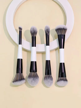 KissICON WHITE 4 Double-Headed Makeup Brushes - Multi-Functional Set