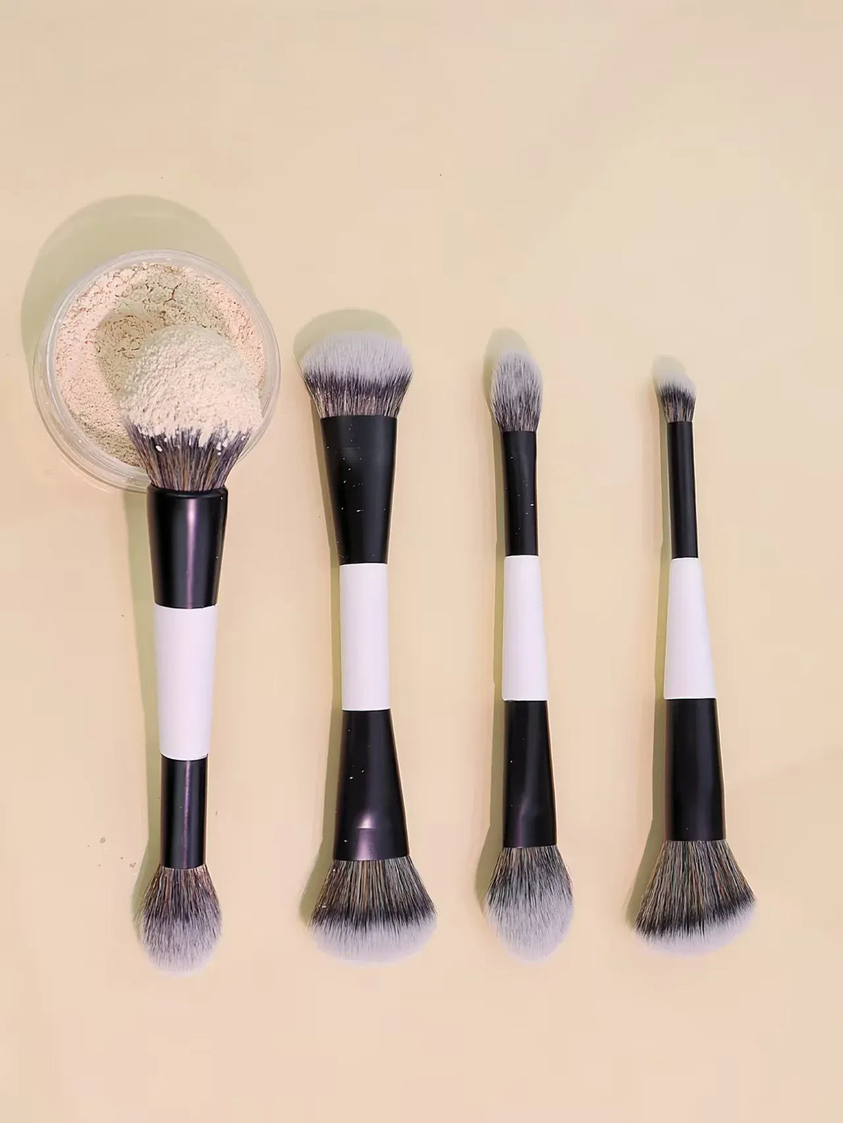 KissICON WHITE 4 Double-Headed Makeup Brushes - Multi-Functional Set