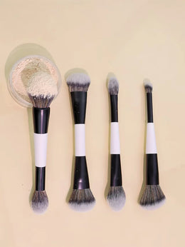 KissICON WHITE 4 Double-Headed Makeup Brushes - Multi-Functional Set