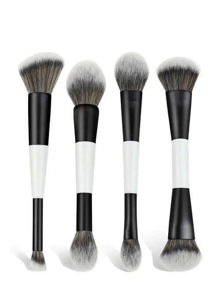 KissICON WHITE 4 Double-Headed Makeup Brushes - Multi-Functional Set