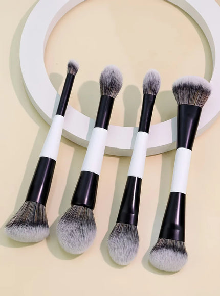 KissICON WHITE 4 Double-Headed Makeup Brushes - Multi-Functional Set