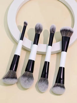 KissICON WHITE 4 Double-Headed Makeup Brushes - Multi-Functional Set
