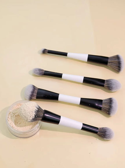 KissICON WHITE 4 Double-Headed Makeup Brushes - Multi-Functional Set