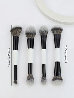 KissICON WHITE 4 Double-Headed Makeup Brushes - Multi-Functional Set