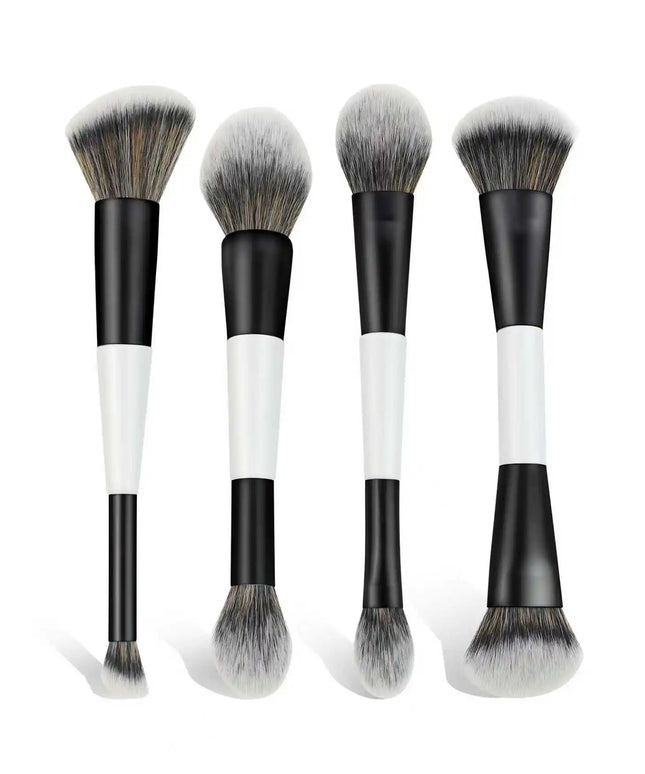 KissICON WHITE 4 Double-Headed Makeup Brushes - Multi-Functional Set