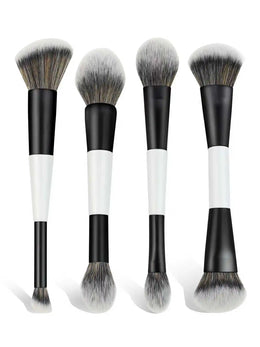 KissICON WHITE 4 Double-Headed Makeup Brushes - Multi-Functional Set