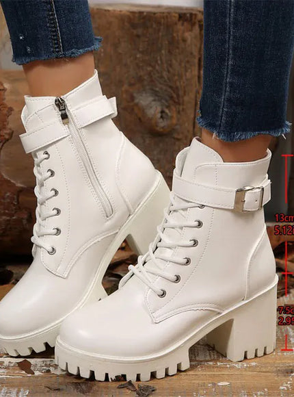 KissICON WHITE / 41 Pu Leather Platform Ankle Boots for Women 2025