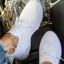Dropshipman WHITE / 41 Women Mesh Breathable Casual Sneakers Lace-up Vulcanized Shoes Ladies Platform Sneakers Female Shoes Plus Size Zapatos De Mujer
