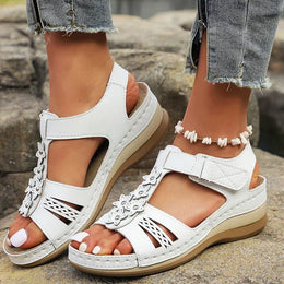 KissICON WHITE / 42 Plus Size Star Decor Wedges Sandals Women 2025