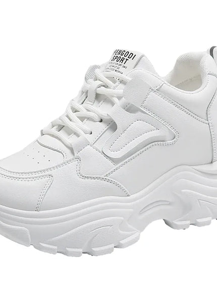Dropshipman WHITE / 42 White Platform Women's Sneakers 2024 Spring Lace-Up Thick Bottom Vulcanize Shoes Woman Pu Leather Breathable Sports Shoes Ladies
